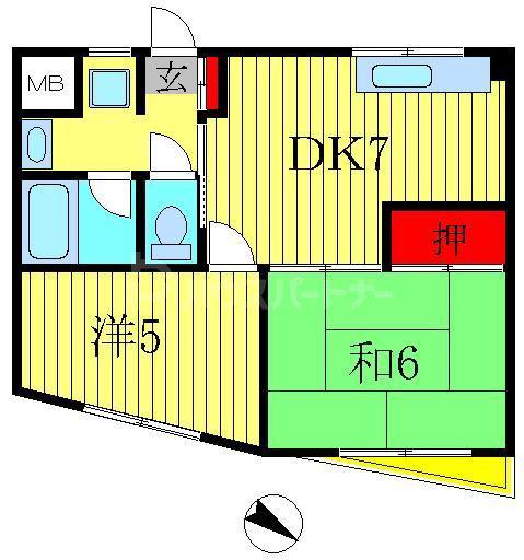 第2吉岡マンション(2DK/2階)の間取り写真