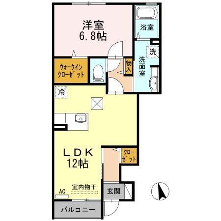 ライブコート B棟(1LDK/1階)の間取り写真
