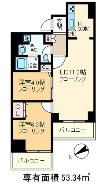 プルス上十条(2LDK/9階)の間取り写真