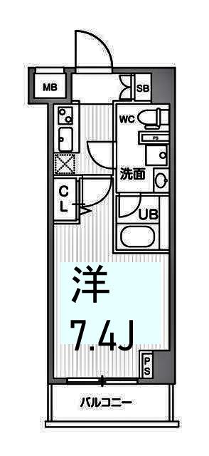 ジェノヴィア阪東橋スカイガーデン(1K/2階)の間取り写真
