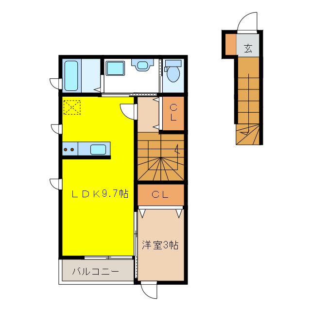アゼリア(1LDK/2階)の間取り写真