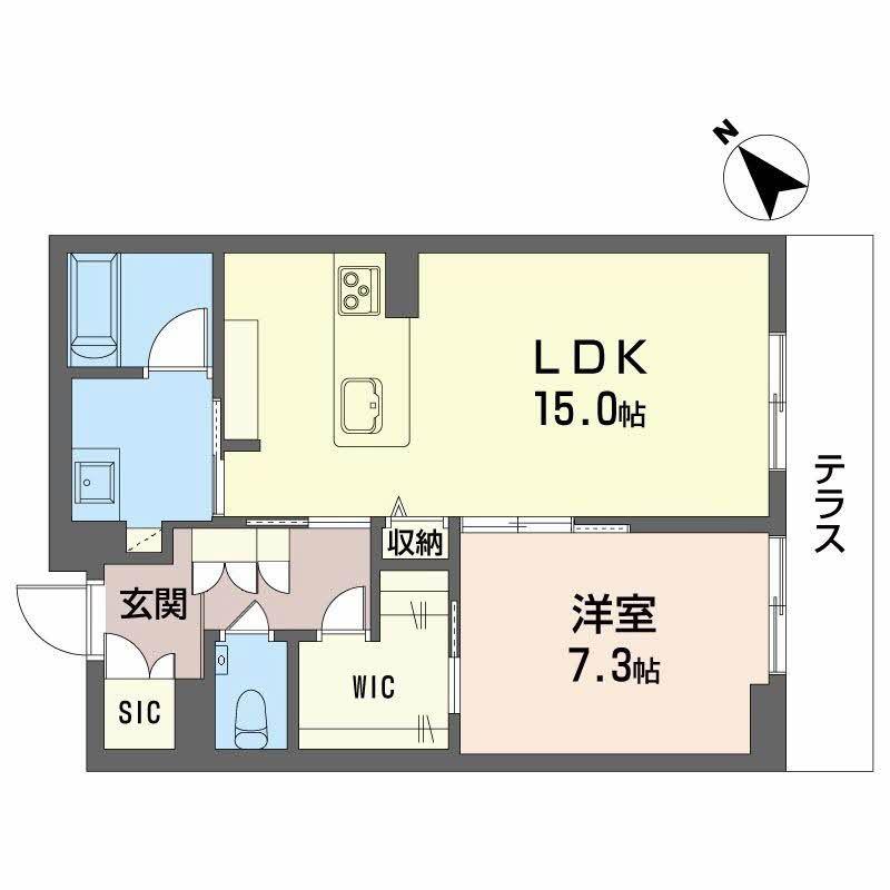 カルーレ金澤(1LDK/1階)の間取り写真