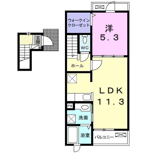 エルディム川端(1LDK/2階)の間取り写真