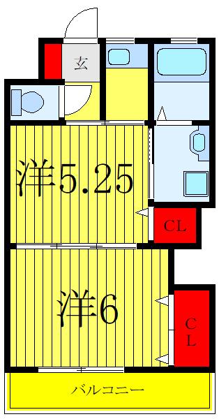 第1志げる荘(2K/1階)の間取り写真