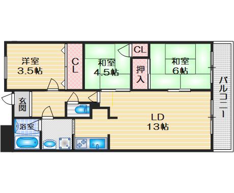 エミネンス辻本II(3LDK/5階)の間取り写真