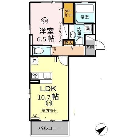 D-ROOM柳町(1LDK/3階)の間取り写真