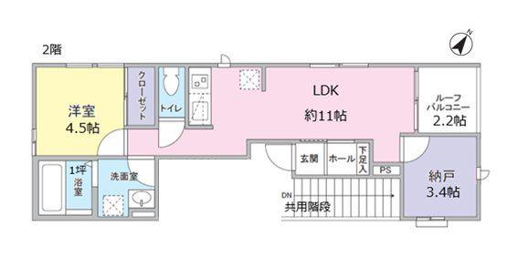 サンゴールド(1SLDK/2階)の間取り写真