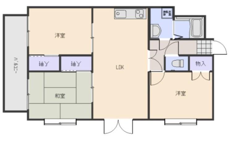 シャルム肥後(3LDK/2階)の間取り写真