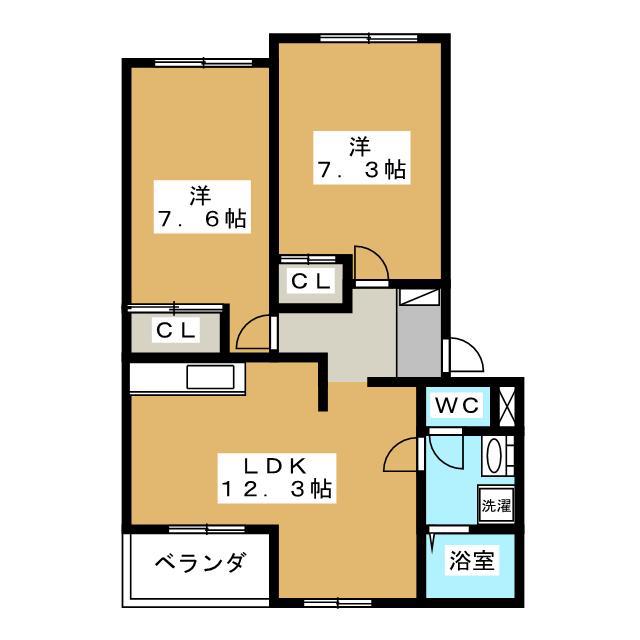 ベルエアーII(2LDK/2階)の間取り写真
