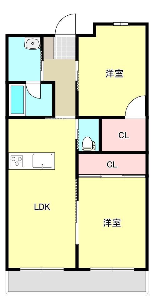 グラン大町(2LDK/3階)の間取り写真