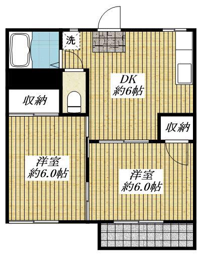 コーポ三起(2DK/2階)の間取り写真