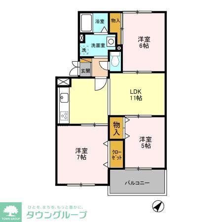 カーサみつわ台A(3LDK/2階)の間取り写真