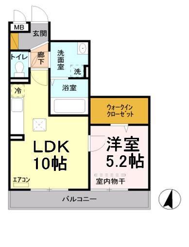 ロイヤルガーデン(1LDK/2階)の間取り写真