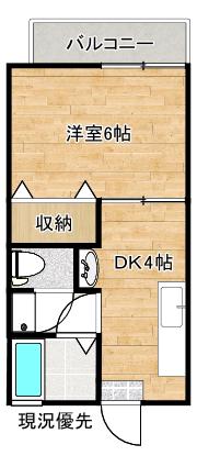 コーポSADAC(1DK/2階)の間取り写真