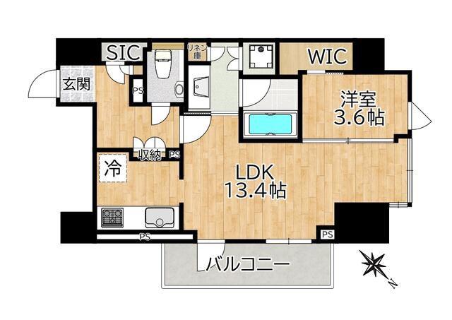 フォルム内藤町(1LDK/4階)の間取り写真
