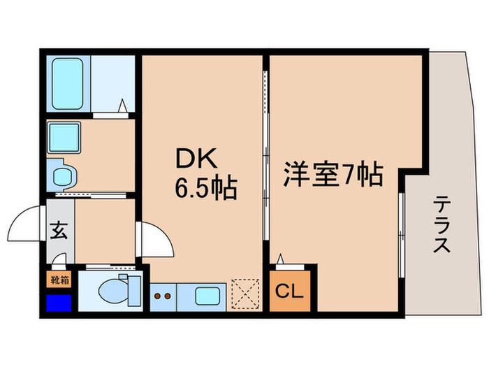 フォルトゥーナ大津市打出浜(1DK/1階)の間取り写真