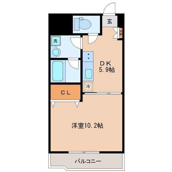 ウエストパーク支倉(1DK/11階)の間取り写真