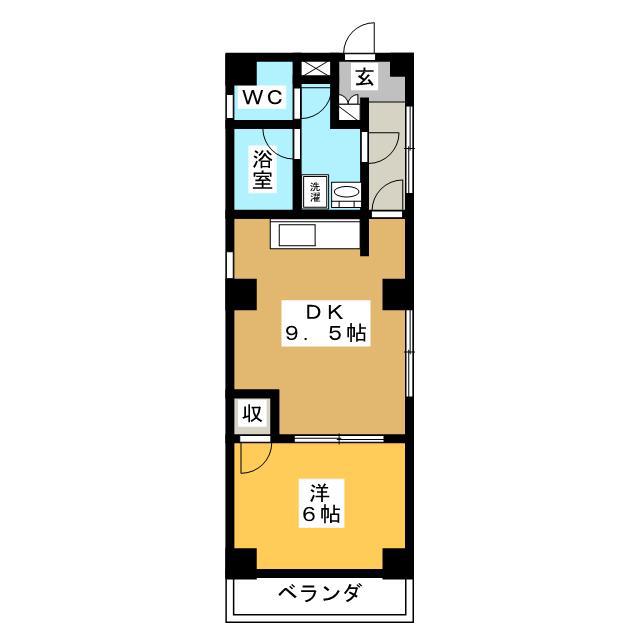 Cピースマンション(1DK/2階)の間取り写真