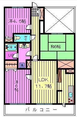 コスモ与野チェロード(3LDK/5階)の間取り写真