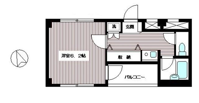 PARK・TOWN 04ビル(1K/2階)の間取り写真