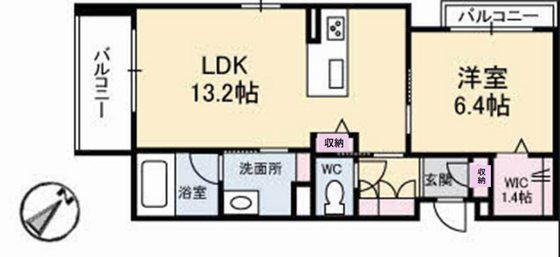 リアン古江(1LDK/3階)の間取り写真