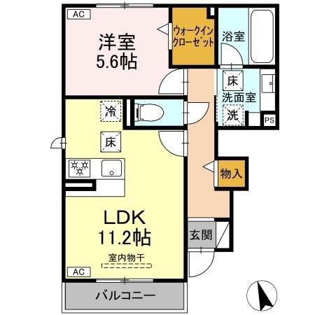 アンティエーヌ トリシア(1LDK/1階)の間取り写真