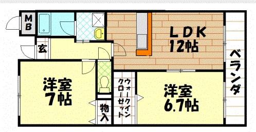 ポラリス(2LDK/2階)の間取り写真