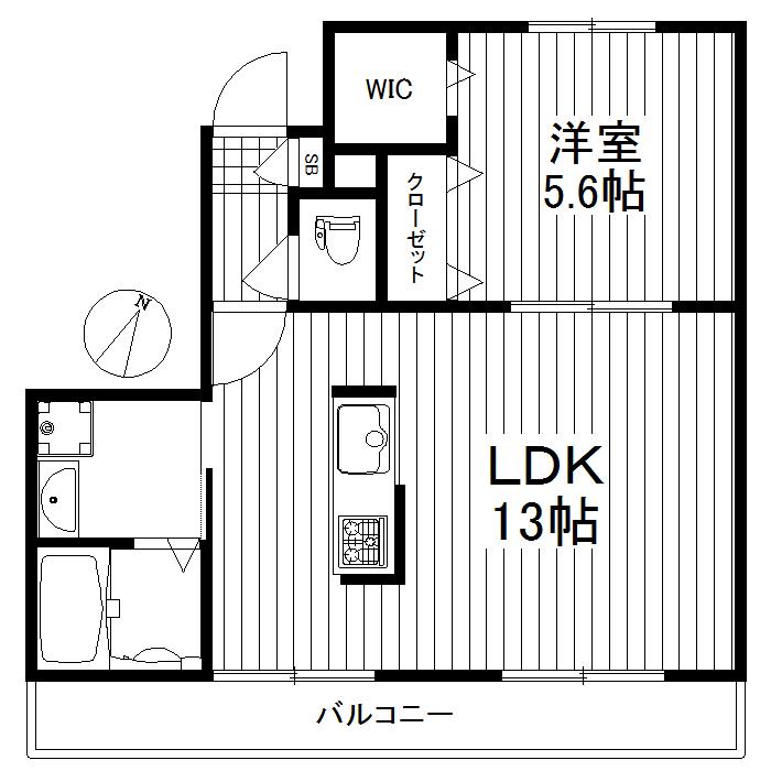 グランディール上馬(1LDK/2階)の間取り写真