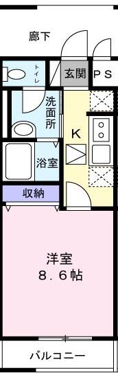 ドゥアンジュ(1K/1階)の間取り写真