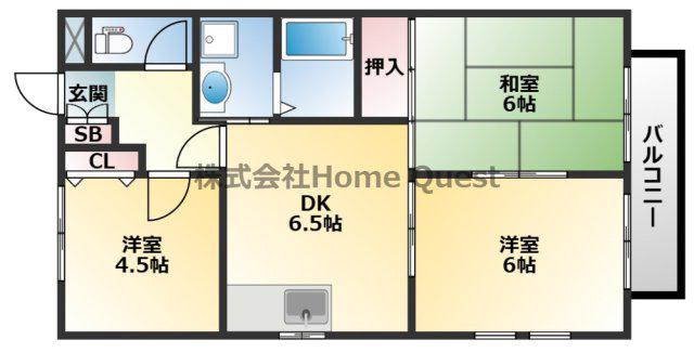 ハイツエバーグリーン(3DK/1階)の間取り写真
