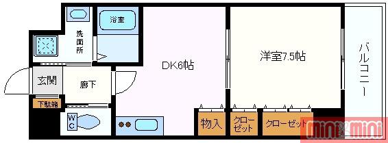 BELLフォレスト鶴見(1DK/5階)の間取り写真