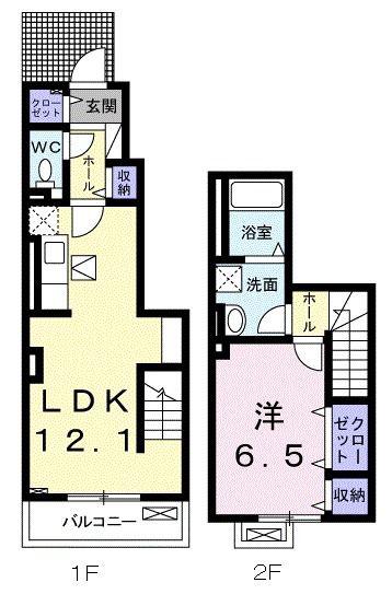 リーブ セレブリテIII C(1LDK/1階)の間取り写真