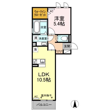 グランドソレイユII(1LDK/3階)の間取り写真