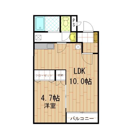 シュプリーム(1LDK/1階)の間取り写真