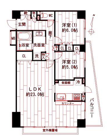 ネオマイム鶴見デュークレア壱番館(2LDK/3階)の間取り写真