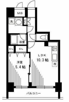 銀座レジデンス伍番館(1LDK/11階)の間取り写真