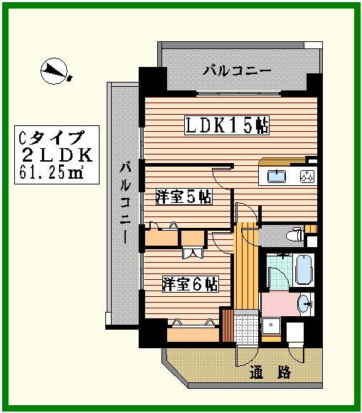 ロイヤル伊都の杜(2LDK/2階)の間取り写真