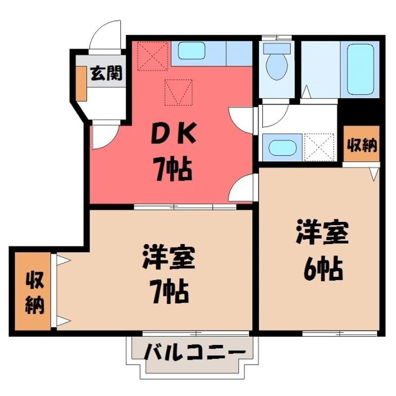 サンクレストール(2DK/1階)の間取り写真