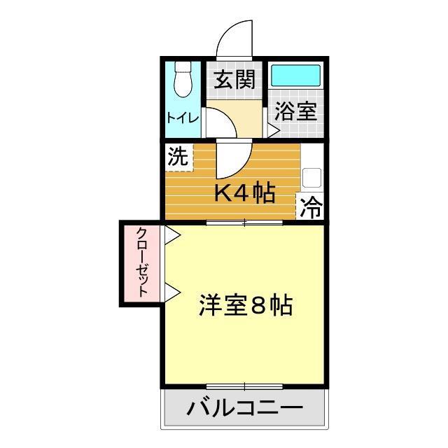グリンピア稗田II(1K/1階)の間取り写真