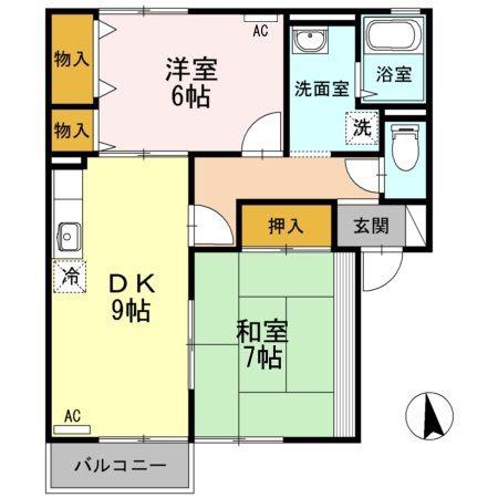 サンガーデン(2DK/1階)の間取り写真