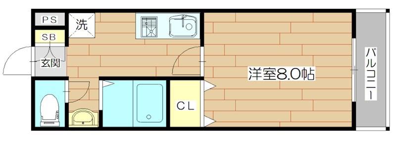 ドームイバロード(1K/4階)の間取り写真