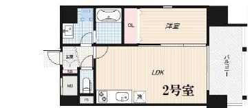 ALZA北堀江(1LDK/6階)の間取り写真