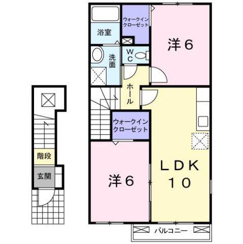 リヴィエール(2LDK/2階)の間取り写真