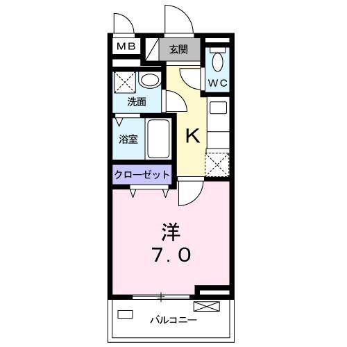 AUBE NEO(1K/2階)の間取り写真