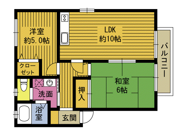 シャーメゾン江無田A(2LDK/2階)の間取り写真