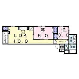 ヴィラ オーブ - K(2LDK/2階)の間取り写真