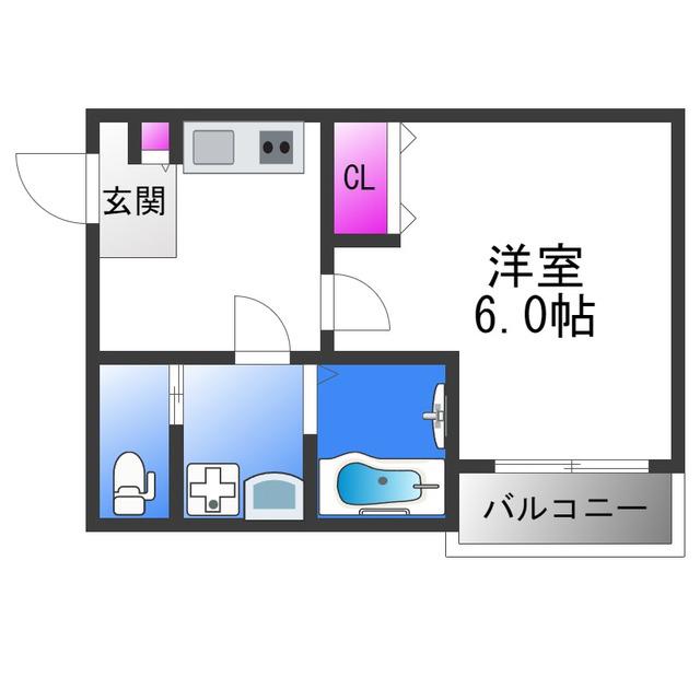 グラシアスコート荒本(1K/1階)の間取り写真