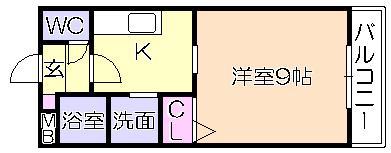アイビーコート12の月(1K/2階)の間取り写真
