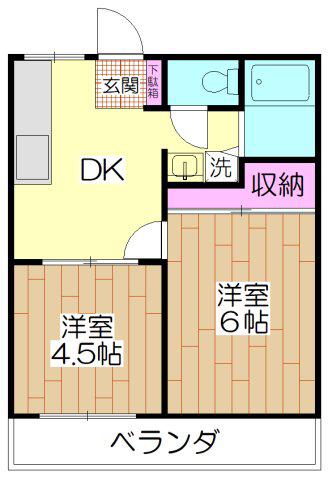 ミドリハイツ(2DK/1階)の間取り写真