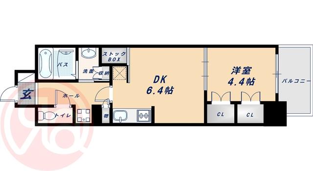コンフォリア北堀江一丁目(1DK/11階)の間取り写真